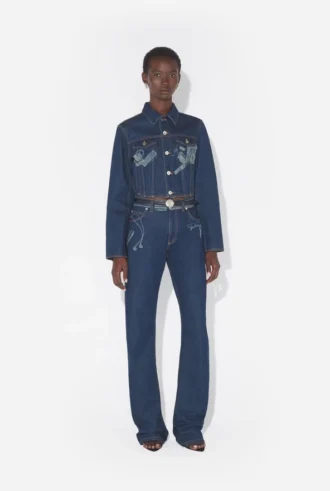 Denim-Jeans med trompe l’œil-effekt