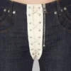 Denimjeans med snøring i kontrastfarge Denimjeans med snøring i kontrastfarge