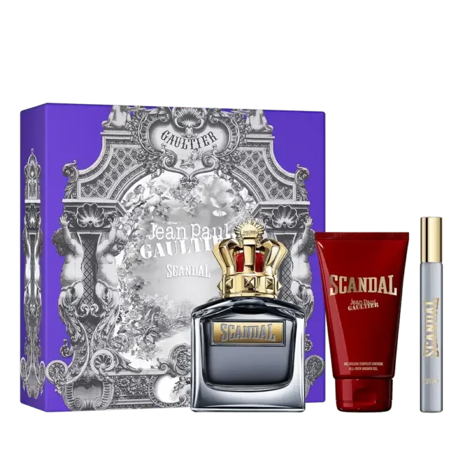 Scandal Pour Homme 3,4 oz, dusjgel 2,5 oz og spray